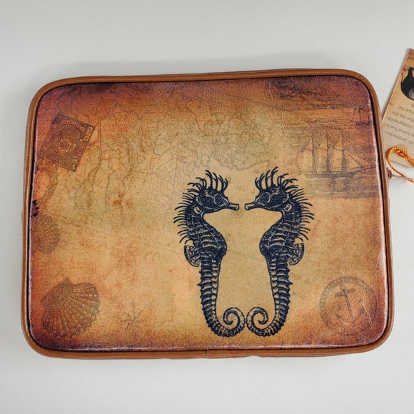 Lavishy Seahorse Tablet Sleeve Bag Carrying Case Vegan/faux leather Nylon NOS - Picture 1 of 10